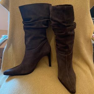 Gorgeous high heeled suede ( real suede) slouch boot